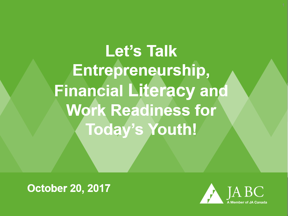 Let's JUNIOR ACHIEVEMENT: Talk Entrepreneurship, Financial Literacy And Work Readiness For Today's Youth!