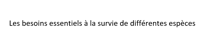 Les besoins essentiels à la survie